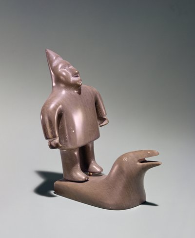 Mythological figure standing on a whale, from Cape Dorset by Inuit School